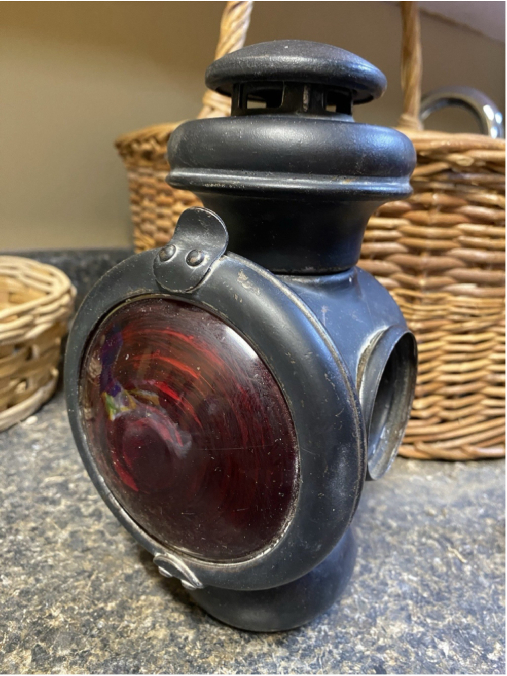 ANTIQUE VINTAGE Railroad Train Auto Buggy Lantern Red Light LEN